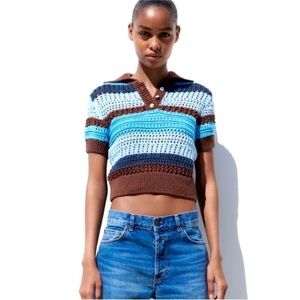 Zara knit short sleeve sweater top